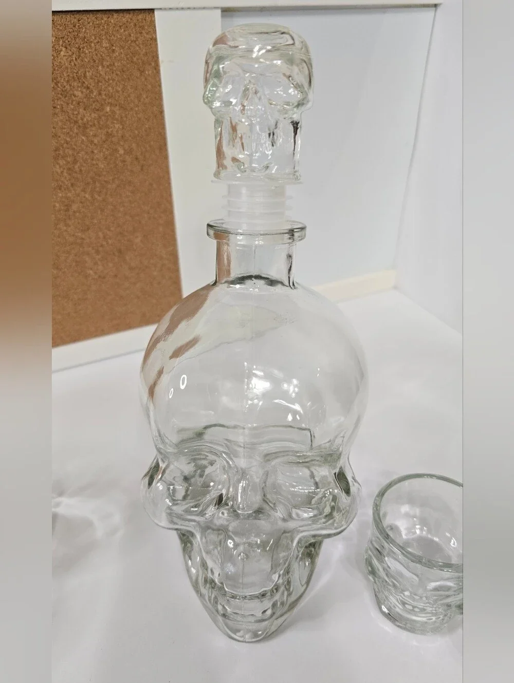 Clear Skull Decanter Set with Six Skull Shot Glasses - Clear Glass